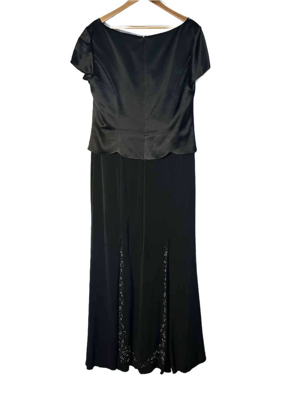 Montage by Mon Cheri Dress Size 16 Maxi Elegant Black Evening Short Sleeves